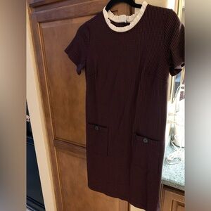 LOFT Maroon and Black Midi Dress